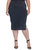 Womens Plus Size Modern Side Slit Indigo Knit Pencil Skirt