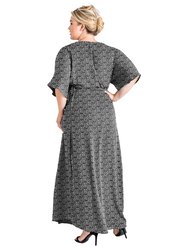 Women's Plus Size Sparkler Print Kimono Wrap Maxi Dress