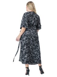 Women's Plus Size Sparkler Print Kimono Wrap Maxi Dress