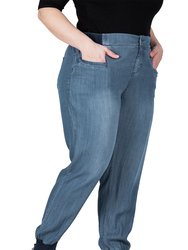 Women's Plus Size Tencel Rib Cuffs Jogger Jeans