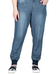 Women's Plus Size Tencel Rib Cuffs Jogger Jeans