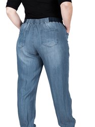 Women's Plus Size Tencel Rib Cuffs Jogger Jeans