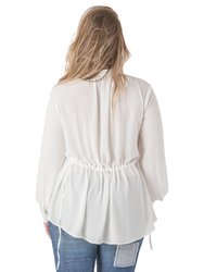 Women's Plus Size Tuxedo Pleat High Low Chiffon Blouse