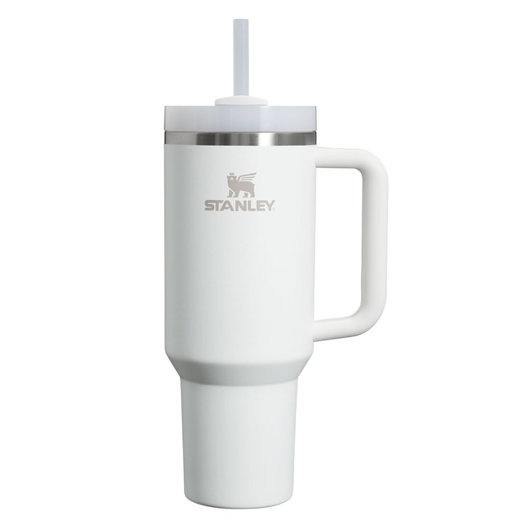 Steel Vacuum Insulated Tumbler With Lid And Straw - White