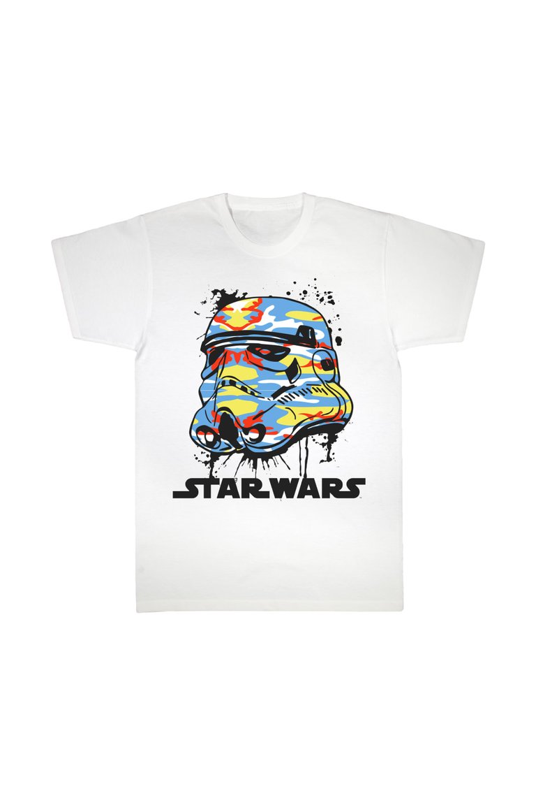 Star Wars Girls Camo Stormtrooper Helmet T-Shirt (White) - White