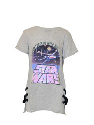 Star Wars Girls May The Force Be With You Glitter Long T-Shirt - Heather Grey