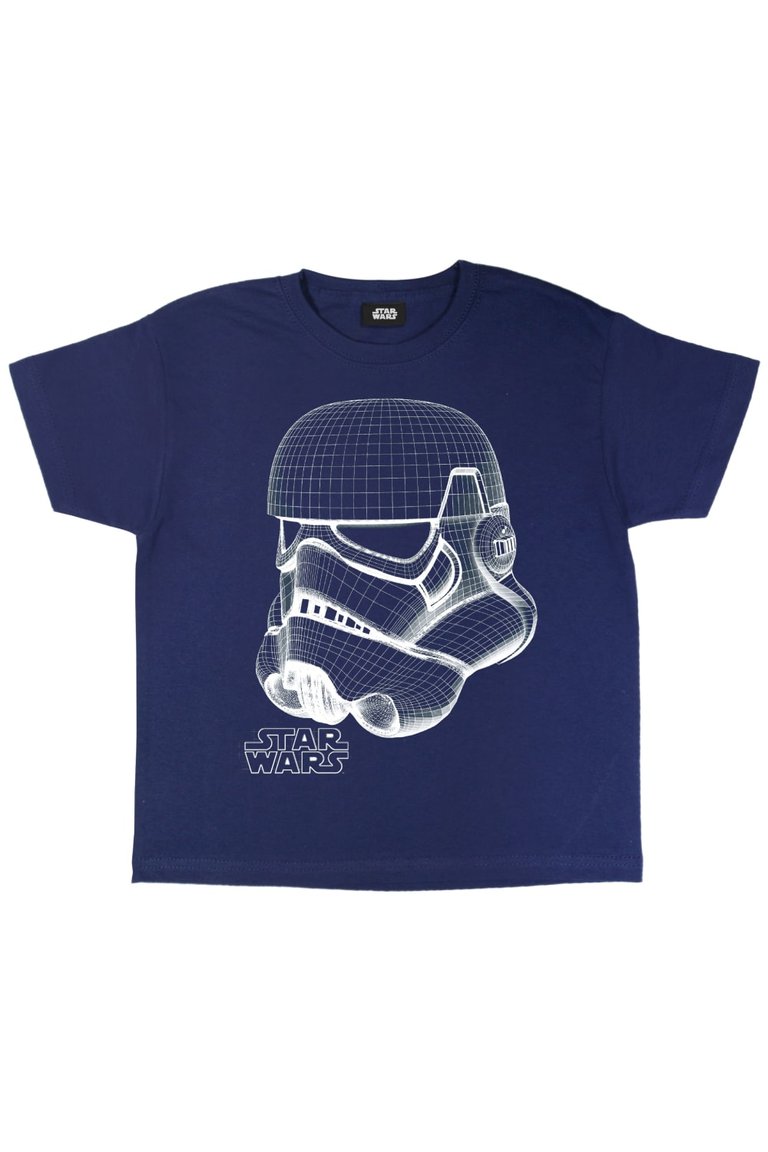 Star Wars Girls Stormtrooper Wireframe T-Shirt (Navy) - Navy