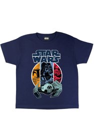 Star Wars Girls Vader and Boba Fett T-Shirt (Navy) - Navy