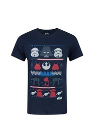 Star Wars Mens Dark Side Fair Isle Christmas T-Shirt (Blue) - Blue
