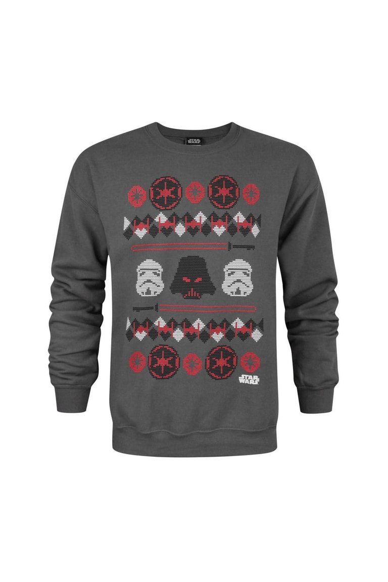 Star Wars Mens Darth Vader Fair Isle Christmas Sweater (Charcoal) - Charcoal