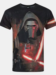 Star Wars Mens Force Awakens Kylo Ren Lightsabre Sublimation T-Shirt (Black) - Black