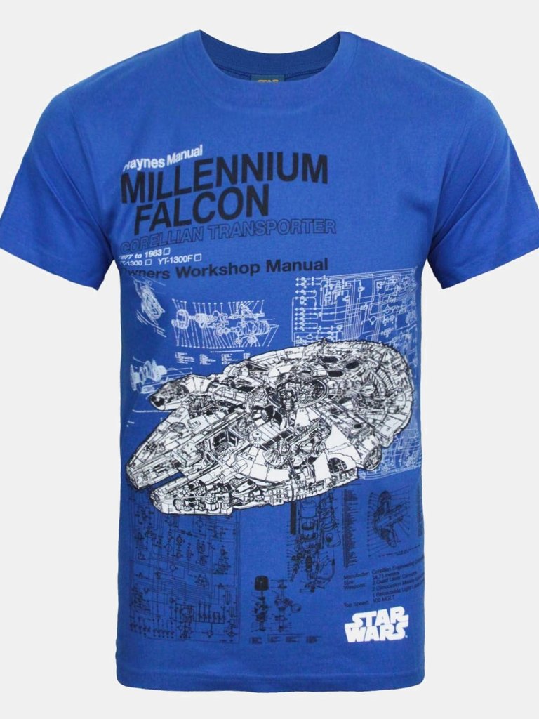 Star Wars Official Mens Haynes Millennium Falcon T-Shirt (Blue) - Blue