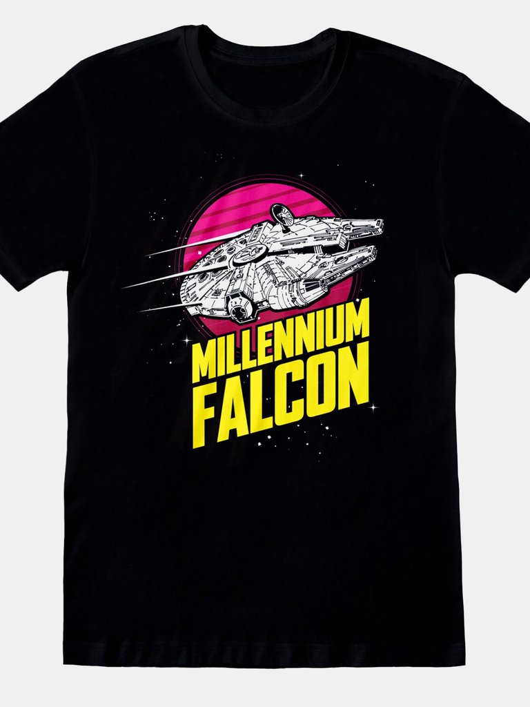 Star Wars Unisex Adult Millennium Falcon T-Shirt (Black) - Black