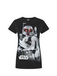 Star Wars Womens/Ladies Boba Fett Bounty Hunter T-Shirt (Black) - Black