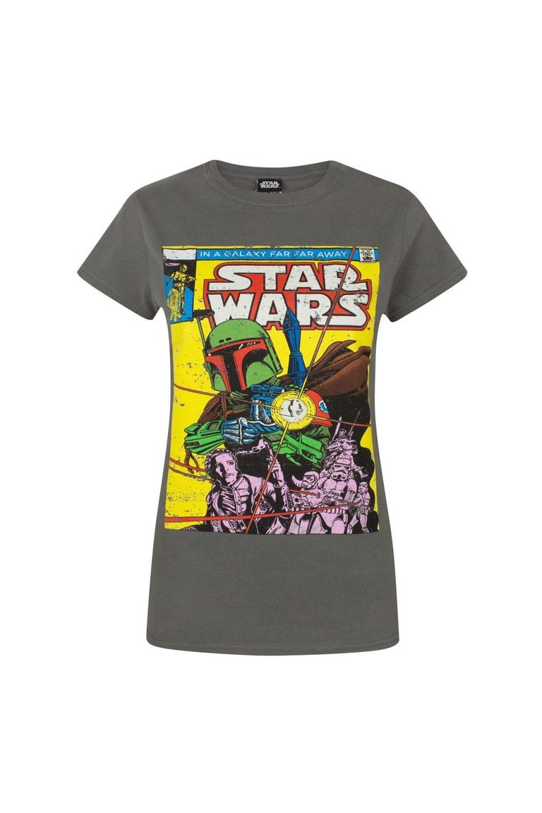 Star Wars Womens/Ladies Boba Fett Comic T-Shirt (Charcoal) - Charcoal