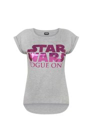 Star Wars Womens/Ladies Rogue One Dipped Hem T-Shirt (Gray/Pink) - Gray/Pink