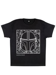 Star Wars: The Mandalorian Girls Line Drawing Helmet T-Shirt (Black)