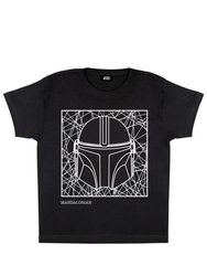 Star Wars: The Mandalorian Girls Line Drawing Helmet T-Shirt (Black) - Black