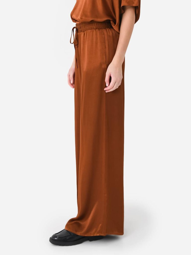 Wide Leg Pant In Rich Brown