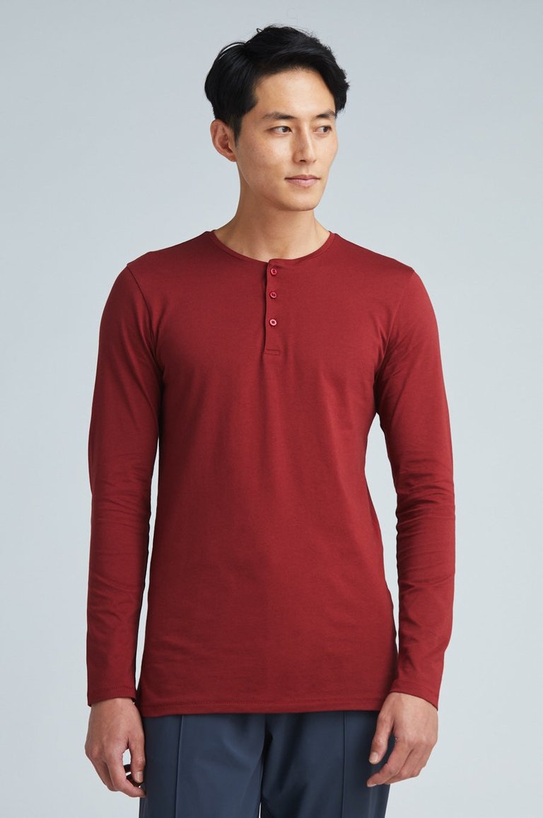 Henley Shirt - Burgundy - Burgundy