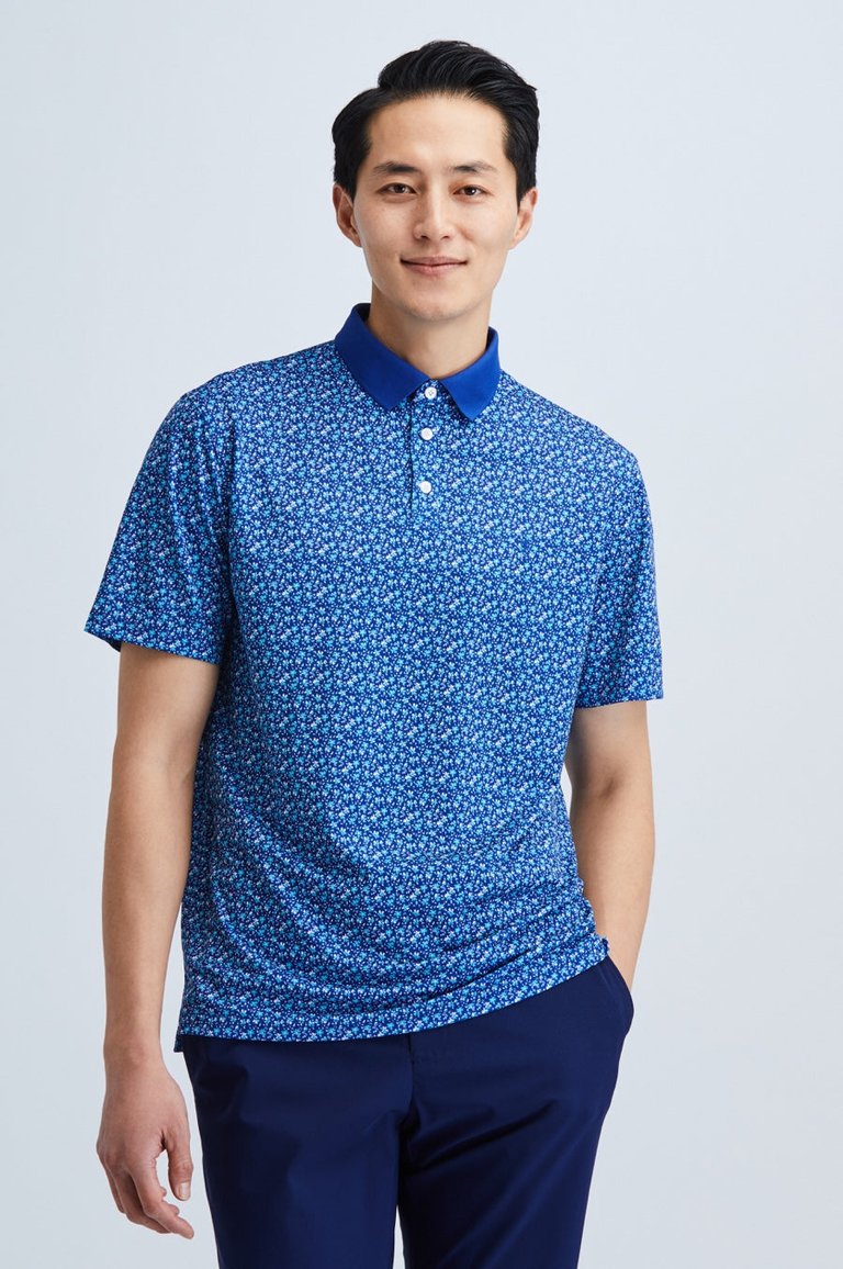 Oceaya Polo Classic Fit - Navy Teal Floral - Navy Teal Floral