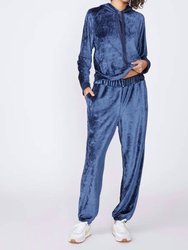 Bamboo Velour Sweatpant In Blue - Blue
