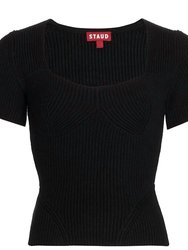 Buxton Bustier Style Rib Knit Top - Black