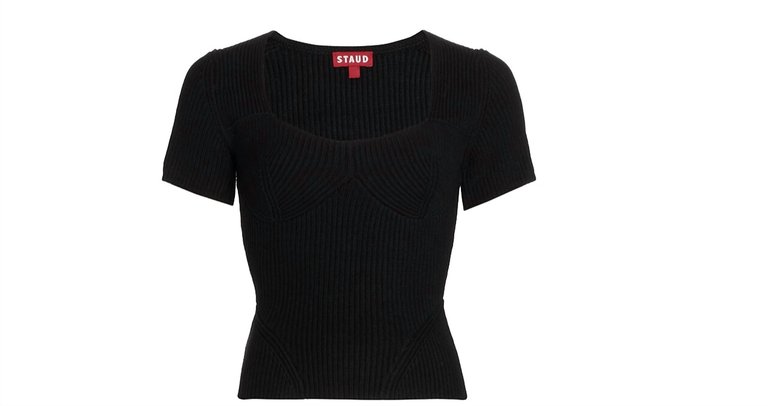 Buxton Bustier Style Rib Knit Top - Black