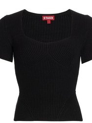 Buxton Rib Knit Top Pullover - Black