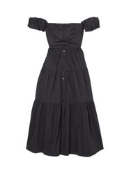 Elio Off the Shoulder Button Down Midi Dress