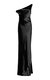 Women Ashanti Drape Shoulder Satin Maxi Dress - Black