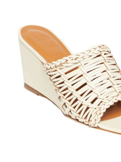 STAUD Women Blair Woven Wedge Slide Leather Sandals Cream product