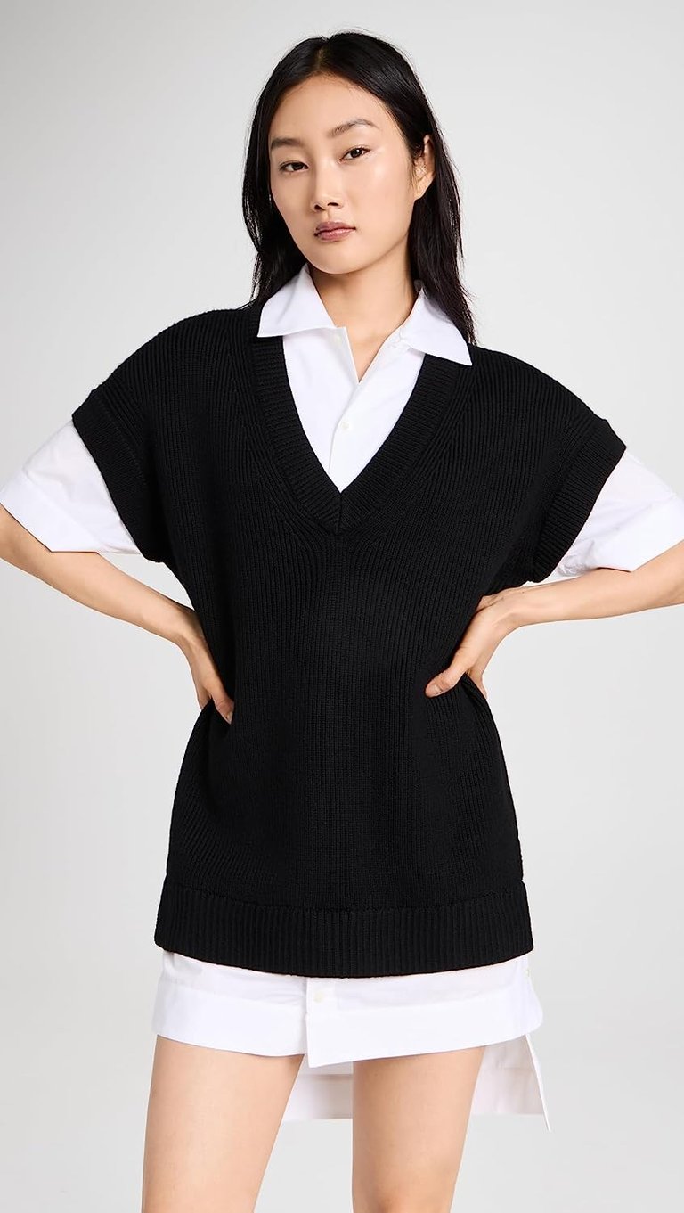 Women Bridget Wool Cotton Mini Sweater Dress - Black/White