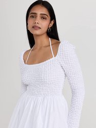 Women Cassidy White Cotton Smocked Mini Dress - White