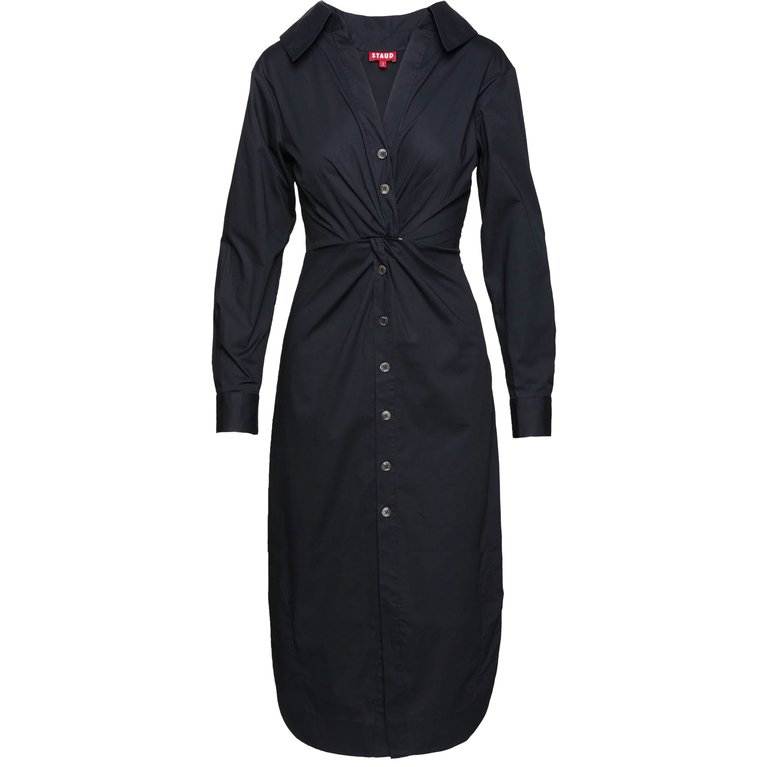 Women Clea Black Cotton Twist Shirt Dress - Black