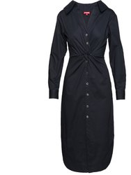 Women Clea Black Cotton Twist Shirt Dress - Black