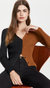Women Colorblock Tan Black Ribbed Knit Cargo Cardigan Sweater - Black
