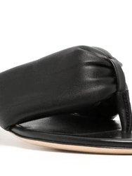Women Dahlia 35MM Black Leather Open Toe Thong Sandals - Black