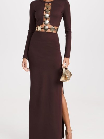 STAUD Women Delphine Dress Dark Chocolate Brown Maxi Gown product
