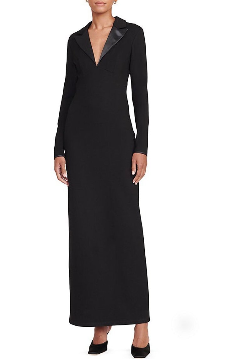 Women Humboldt Faux Leather Collar Maxi Dress - Black