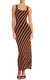 Women Katie Black/Tan Seashore Stripe Knit Bodycon Midi Dress - Multicolor