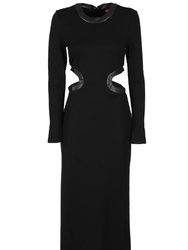 Women Long Sleeve Cut-out Sides Dolce Dress - Black