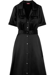 Women Millie Belted Acetate Polyester Maxi Dress - Black