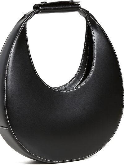 STAUD Women Moon Suede Leather Top Handle Tote Handbag Black OS product