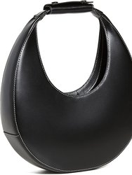 Women Moon Suede Leather Top Handle Tote Handbag Black OS - Black