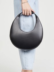 Women Moon Suede Leather Top Handle Tote Handbag Black OS