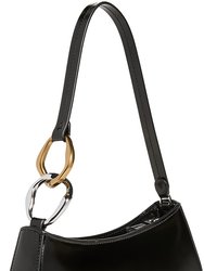 Women Ollie Gold Silver Chain Accent Shoulder Leather Bag Black