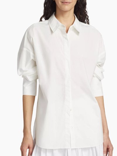 STAUD Women Solid White Long Sleeve Collared Oversized Cotton Shirt product