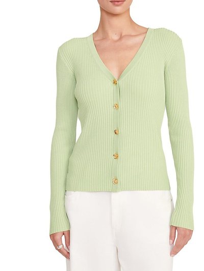STAUD Women Viscose Nylon Gold Flower Button Cargo Sweater Matcha product