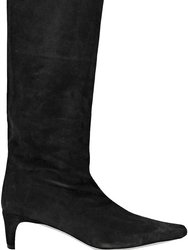 Women Wally Suede Pull On High Boots - Black